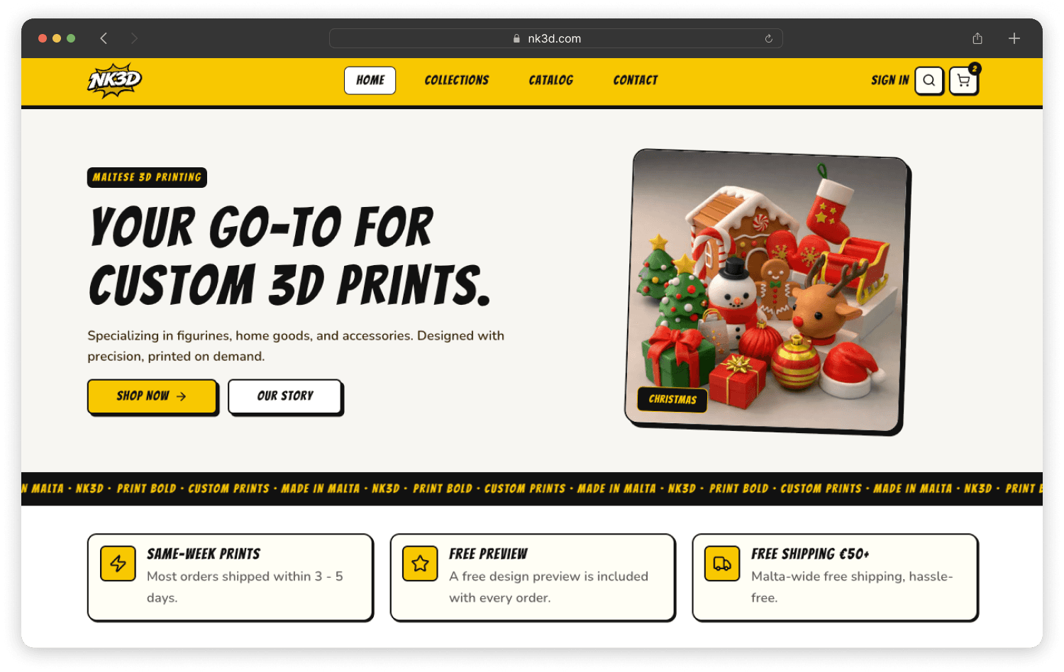 NK3D home page on desktop